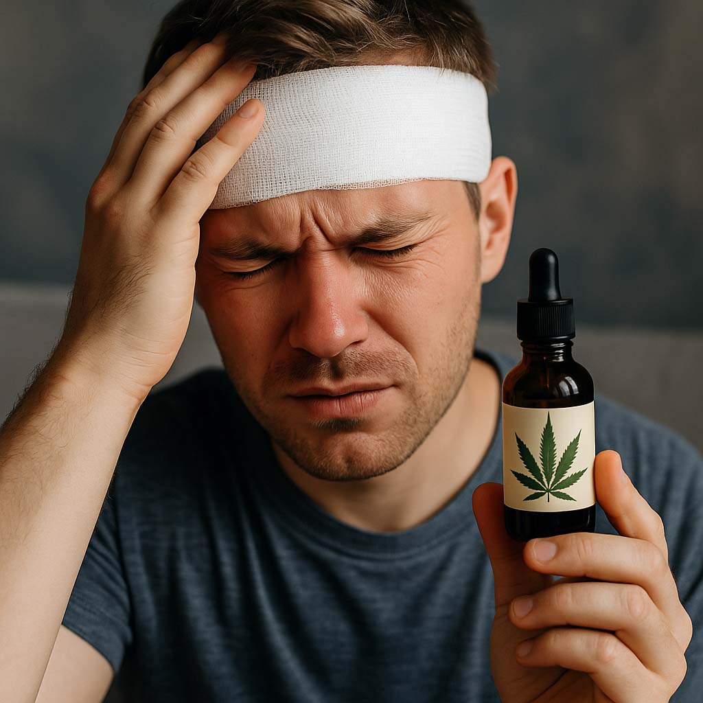 людина вживає канабідіол при контузії